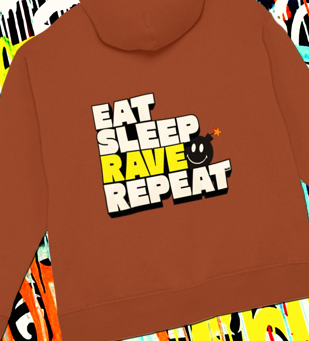  Eat Sleep Rave Repeat - Sweat à capuche unisexe oversize (Imprimé au dos)