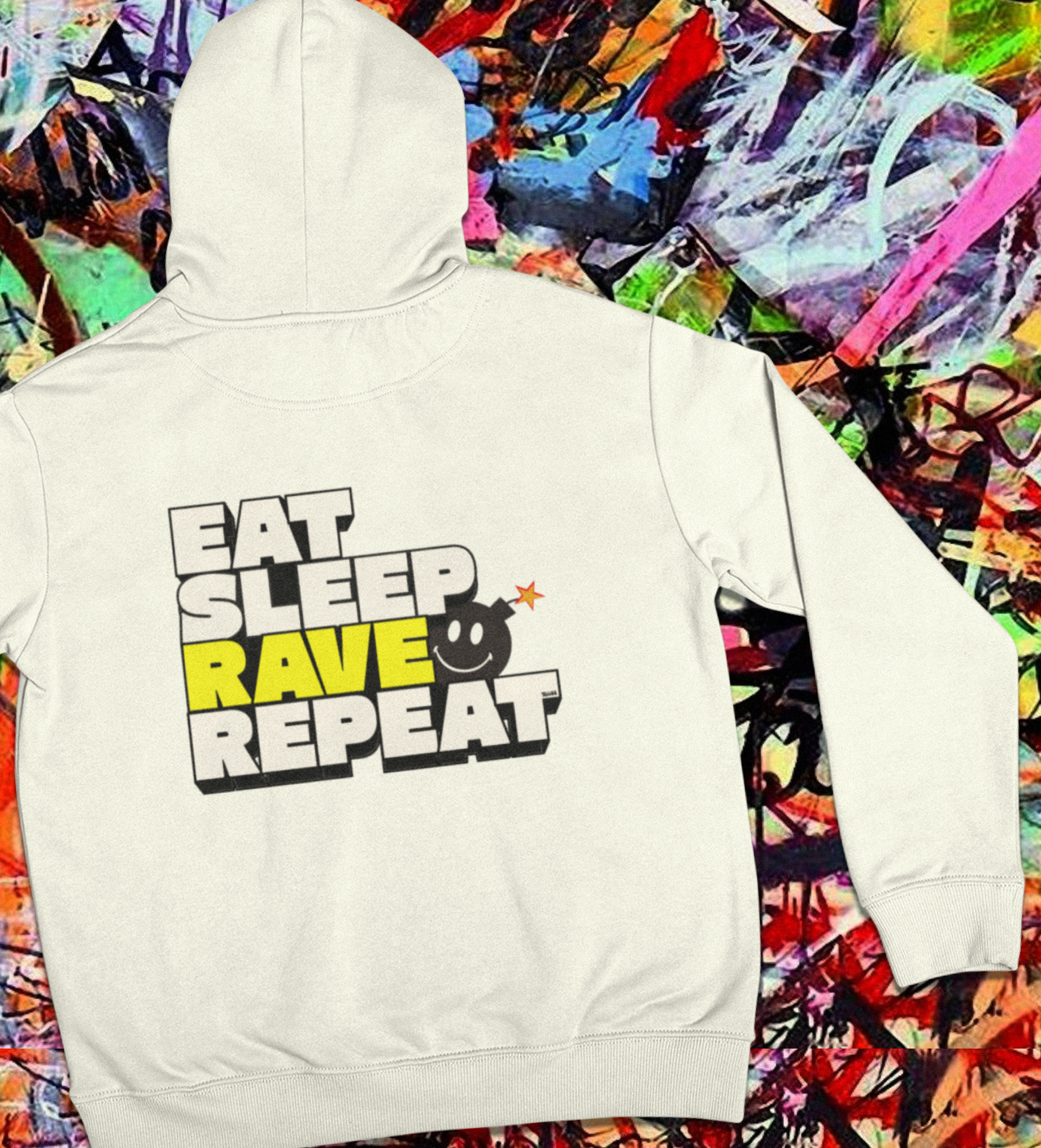 Eat Sleep Rave Repeat - Unisex Lightweight Hoodie (Backprint)
