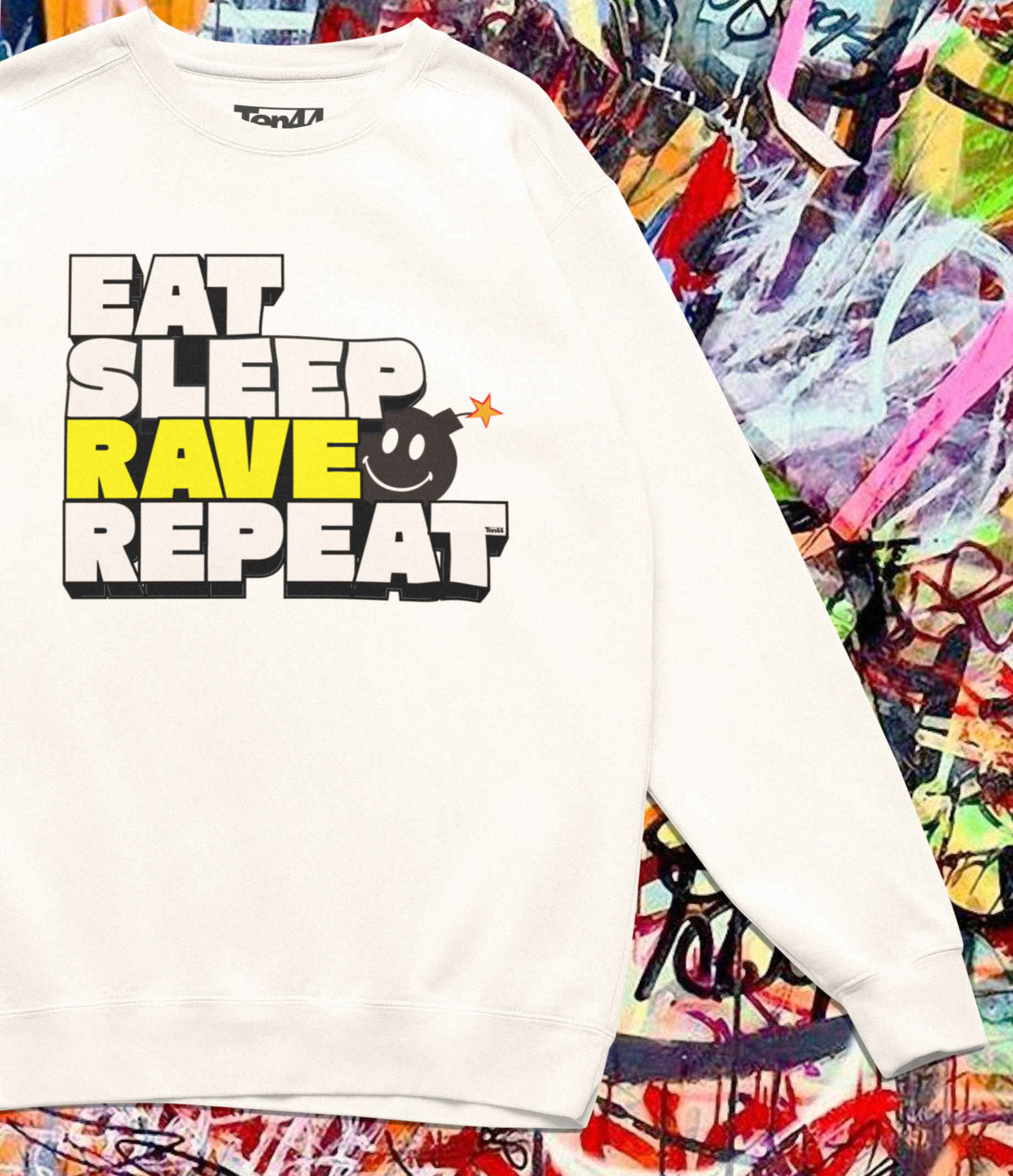 Eat Sleep Rave Repeat - Lightweight Unisex Sweatshirt (Frontprint)