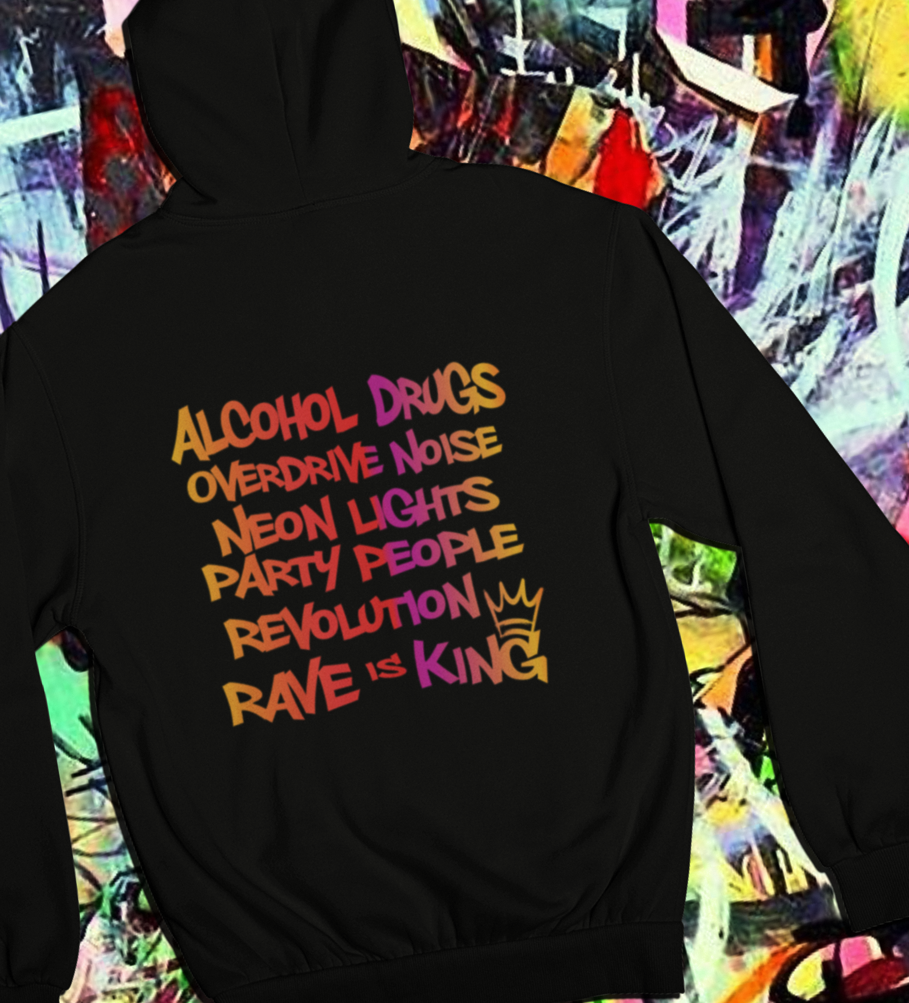 King Rave - Unisex Lightweight Hoodie (Back Print)